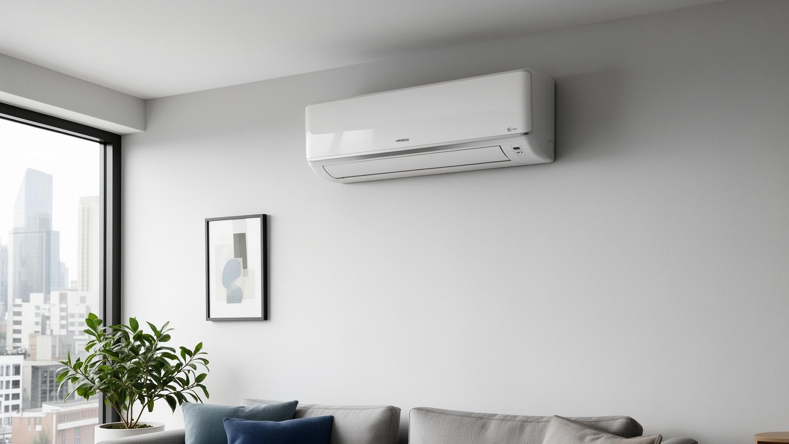 Moderne monoblock airco aan de muur in appartement